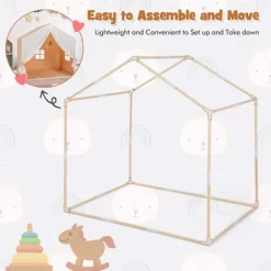 Costway Kid's Play Tent Toddler Playhouse Castle Solid Wood Frame With Washable Mat Orange/Pink 19 Costway Kid's Play Tent Toddler Playhouse Castle Solid Wood Frame With Washable Mat Orange/Pink -Dollhouse Dreams Deals Store GUEST 01842727 562f 4922 b0f6 edf162d77924