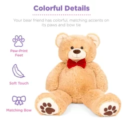 Best Choice Products 38in Giant Soft Plush Teddy Bear Stuffed Animal Toy W/ Bow Tie, Footprints -Dollhouse Dreams Deals Store GUEST 064bc590 f67d 4ce0 a208 d9cf3365565a