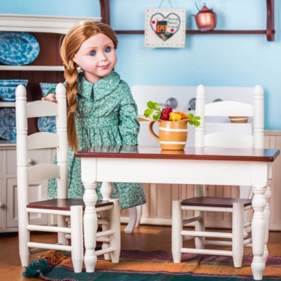 The Queen's Treasures 18 In Doll Fully Wooden Kitchen Table And Two Chairs 1 The Queen's Treasures 18 In Doll Fully Wooden Kitchen Table And Two Chairs