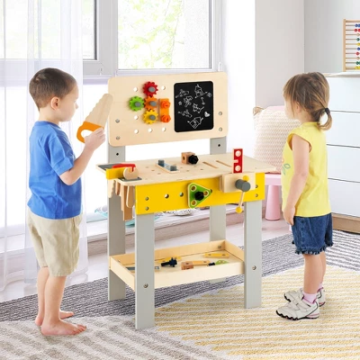 Costway Wooden Tool Bench Workbench Toy Play For Kids With Tools Set For Toddlers Ages 3 + 3 Costway Wooden Tool Bench Workbench Toy Play For Kids With Tools Set For Toddlers Ages 3 + - Image 3