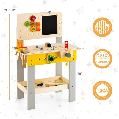 Costway Wooden Tool Bench Workbench Toy Play For Kids With Tools Set For Toddlers Ages 3 + 2 Costway Wooden Tool Bench Workbench Toy Play For Kids With Tools Set For Toddlers Ages 3 + - Image 2