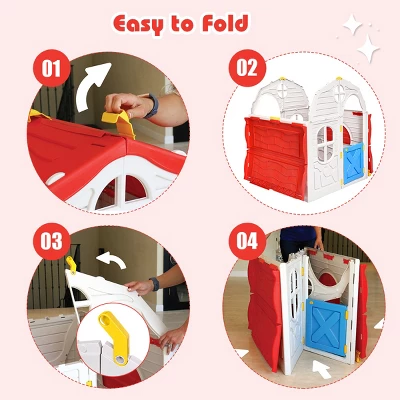 Costway Kids Cottage Playhouse Foldable Plastic Play House Indoor Outdoor Toy Portable 7 Costway Kids Cottage Playhouse Foldable Plastic Play House Indoor Outdoor Toy Portable - Image 7