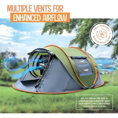 Camping Tent - 4-Person Easy Pop Up Tent With 2 Doors - UPF50+ Waterproof Instant Tent - Lightweight & Portable Family Tents Maple99 5 Camping Tent - 4-Person Easy Pop Up Tent With 2 Doors - UPF50+ Waterproof Instant Tent - Lightweight & Portable Family Tents Maple99 - Image 5