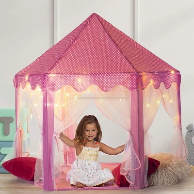 Large Playhouse Tent - Princess Castle Pink With Star Lights And Carry Bag - Play22USA 1 Large Playhouse Tent - Princess Castle Pink With Star Lights And Carry Bag - Play22USA