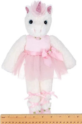 Bearington Dreamer White Plush Unicorn Stuffed Animal Ballerina In Pink Ballet Outfit, 14 Inches 1 Bearington Dreamer White Plush Unicorn Stuffed Animal Ballerina In Pink Ballet Outfit, 14 Inches