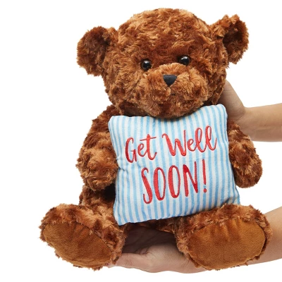 Get Well Soon Bear Plush Pillow, Get Well Soon Bear For Kids, Adults (Dark Brown, 14 In) 2 Get Well Soon Bear Plush Pillow, Get Well Soon Bear For Kids, Adults (Dark Brown, 14 In) - Image 2