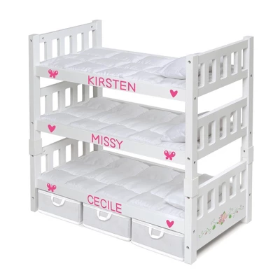 Badger Basket 1-2-3 Convertible Doll Bunk Bed With Bedding And Baskets - White Rose 7 Badger Basket 1-2-3 Convertible Doll Bunk Bed With Bedding And Baskets - White Rose - Image 7