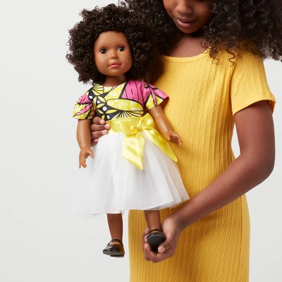 Ikuzi Dolls Pink & Yellow Dress Doll With Black Hair 18" Fashion Doll 1 Ikuzi Dolls Pink & Yellow Dress Doll With Black Hair 18" Fashion Doll