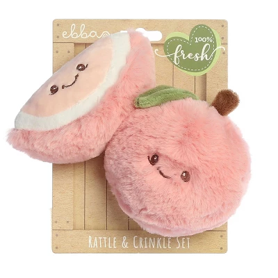 Ebba Mini Peach Rattle & Crinkle Set Precious Produce Adorable Baby Stuffed Animal Pink 3.5" 5 Ebba Mini Peach Rattle & Crinkle Set Precious Produce Adorable Baby Stuffed Animal Pink 3.5" - Image 5