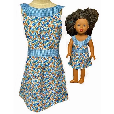 Size 14 Matching Girl And Doll Blue Flower Sundress 1 Size 14 Matching Girl And Doll Blue Flower Sundress