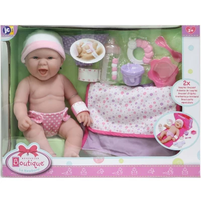 JC Toys La Newborn 13" Baby Doll With 7pc Diaper Bag Set 2 JC Toys La Newborn 13" Baby Doll With 7pc Diaper Bag Set - Image 2
