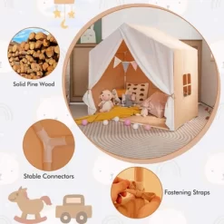 Costway Kid's Play Tent Toddler Playhouse Castle Solid Wood Frame With Washable Mat Orange/Pink 17 Costway Kid's Play Tent Toddler Playhouse Castle Solid Wood Frame With Washable Mat Orange/Pink -Dollhouse Dreams Deals Store GUEST 4f60faeb dee2 46ea 9a8b 591f19b1137e