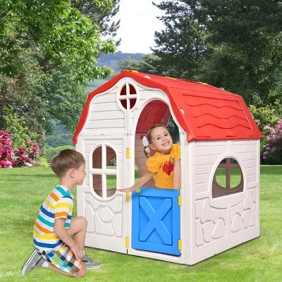 Costway Kids Cottage Playhouse Foldable Plastic Play House Indoor Outdoor Toy Portable 1 Costway Kids Cottage Playhouse Foldable Plastic Play House Indoor Outdoor Toy Portable