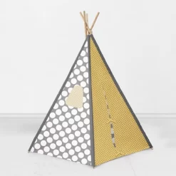 Bacati - Mix N Match Gray Yellow Large Dots/Pin Dots Play Tent For Kids/Toddlers, 100% Cotton Percale Fabric Cover -Dollhouse Dreams Deals Store GUEST 672e1106 e8ae 4c9d 9819 9fc542b12dc6