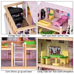 Costway Doll Cottage Dollhouse W/ Furniture Kids Wood House Playset Children Toy -Dollhouse Dreams Deals Store GUEST 72ebb545 a311 41e5 8baa 60501955b7f7