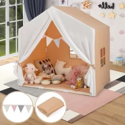 Costway Kid's Play Tent Toddler Playhouse Castle Solid Wood Frame With Washable Mat Orange/Pink 13 Costway Kid's Play Tent Toddler Playhouse Castle Solid Wood Frame With Washable Mat Orange/Pink -Dollhouse Dreams Deals Store GUEST 7a0452e6 550b 4d8a 9abf 05b180b0c515