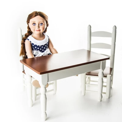 The Queen's Treasures 18 In Doll Fully Wooden Kitchen Table And Two Chairs 3 The Queen's Treasures 18 In Doll Fully Wooden Kitchen Table And Two Chairs - Image 3