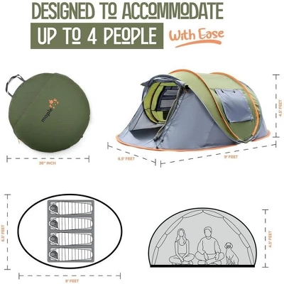Camping Tent - 4-Person Easy Pop Up Tent With 2 Doors - UPF50+ Waterproof Instant Tent - Lightweight & Portable Family Tents Maple99 1 Camping Tent - 4-Person Easy Pop Up Tent With 2 Doors - UPF50+ Waterproof Instant Tent - Lightweight & Portable Family Tents Maple99