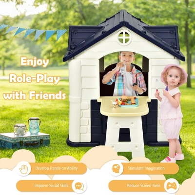 Costway Kid's Playhouse Games Cottage W/ 7 PCS Toy Set & Waterproof Cover 5 Costway Kid's Playhouse Games Cottage W/ 7 PCS Toy Set & Waterproof Cover - Image 5