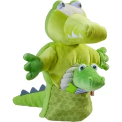 HABA Crocodile With Baby Hatchling - Hand Puppet And Finger Puppet 2 Pc Set