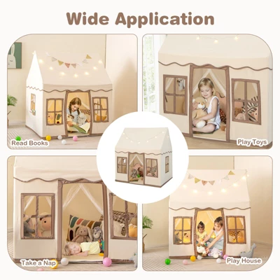 Costway Kids Play Castle Tent Large Playhouse Toys Gifts With Star Lights Washable Mat 7 Costway Kids Play Castle Tent Large Playhouse Toys Gifts With Star Lights Washable Mat - Image 7