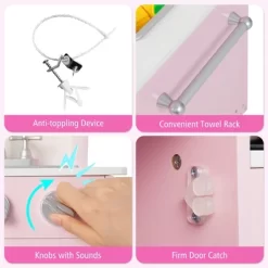 Costway Kids Pretend Kitchen Play Set Toddler Toy Wooden Chef Height Adjustable With Sounds -Dollhouse Dreams Deals Store GUEST 97656f69 ab9d 470c 8466 92e16de1ab61