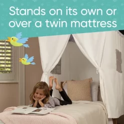 Hearthsong Cozy Cottage Bed Canopy With LED Lights Designed For Twin Or Queen-Sized Bed - Gray -Dollhouse Dreams Deals Store GUEST a7b0a67f cc48 4443 accb 34a92d2748e7