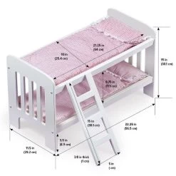 Badger Basket Doll Bunk Bed With Bedding, Ladder, And Free Personalization Kit - White/Pink/Gingham 13 Badger Basket Doll Bunk Bed With Bedding, Ladder, And Free Personalization Kit - White/Pink/Gingham -Dollhouse Dreams Deals Store GUEST ad333bb8 902f 40e3 abcb 62085f48b90f