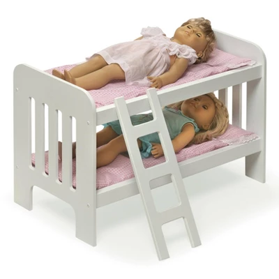 Badger Basket Doll Bunk Bed With Bedding, Ladder, And Free Personalization Kit - White/Pink/Gingham 4 Badger Basket Doll Bunk Bed With Bedding, Ladder, And Free Personalization Kit - White/Pink/Gingham - Image 4