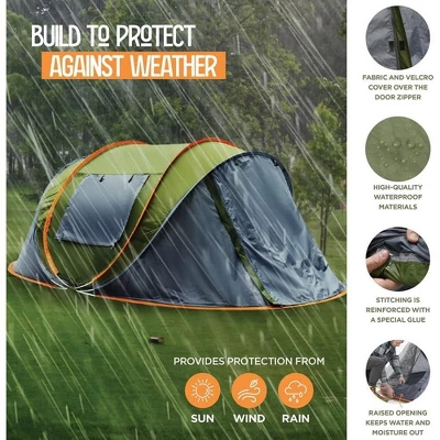 Camping Tent - 4-Person Easy Pop Up Tent With 2 Doors - UPF50+ Waterproof Instant Tent - Lightweight & Portable Family Tents Maple99 2 Camping Tent - 4-Person Easy Pop Up Tent With 2 Doors - UPF50+ Waterproof Instant Tent - Lightweight & Portable Family Tents Maple99 - Image 2