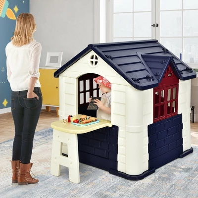 Costway Kid's Playhouse Games Cottage W/ 7 PCS Toy Set & Waterproof Cover 2 Costway Kid's Playhouse Games Cottage W/ 7 PCS Toy Set & Waterproof Cover - Image 2
