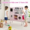 Costway Kids Pretend Kitchen Play Set Toddler Toy Wooden Chef Height Adjustable With Sounds