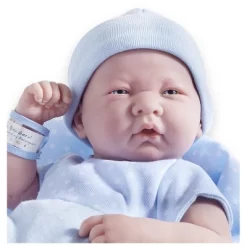 JC Toys La Newborn 14" Boy Baby Doll 5pc Set - Blue Romper