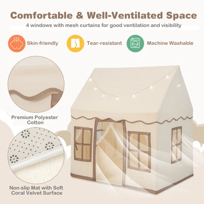 Costway Kids Play Castle Tent Large Playhouse Toys Gifts With Star Lights Washable Mat 6 Costway Kids Play Castle Tent Large Playhouse Toys Gifts With Star Lights Washable Mat - Image 6