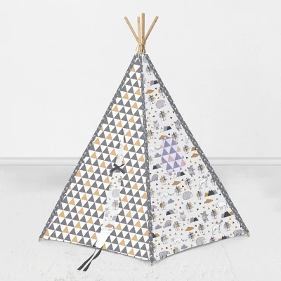 Bacati - Woodlands Gray/Beige Play Tent For Kids/Toddlers, 100% Cotton Percale Fabric Cover 3 Bacati - Woodlands Gray/Beige Play Tent For Kids/Toddlers, 100% Cotton Percale Fabric Cover - Image 3