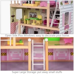 Costway Doll Cottage Dollhouse W/ Furniture Kids Wood House Playset Children Toy -Dollhouse Dreams Deals Store GUEST d5106320 9b3c 4832 a12b b3314ec850d2