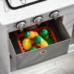 Qaba Wooden Play Kitchen With Easy Toy Organizer Bins, Latte Maker Pretend Play Kitchen Set With Stove Sound Effects, Preschool Toy Playset -Dollhouse Dreams Deals Store GUEST deaeb898 afef 47e0 b22a 057e890eff2e