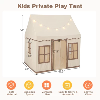 Costway Kids Play Castle Tent Large Playhouse Toys Gifts With Star Lights Washable Mat 9 Costway Kids Play Castle Tent Large Playhouse Toys Gifts With Star Lights Washable Mat - Image 9