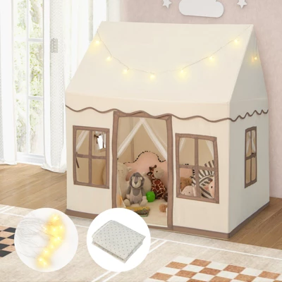 Costway Kids Play Castle Tent Large Playhouse Toys Gifts With Star Lights Washable Mat 2 Costway Kids Play Castle Tent Large Playhouse Toys Gifts With Star Lights Washable Mat - Image 2