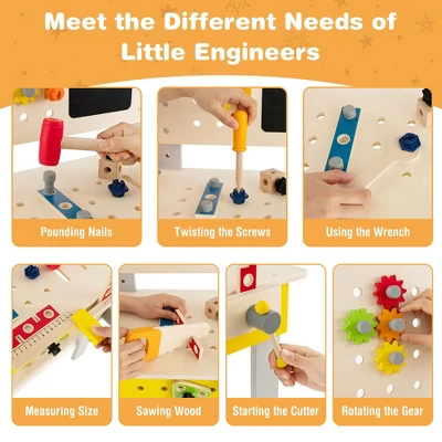 Costway Wooden Tool Bench Workbench Toy Play For Kids With Tools Set For Toddlers Ages 3 + 5 Costway Wooden Tool Bench Workbench Toy Play For Kids With Tools Set For Toddlers Ages 3 + - Image 5
