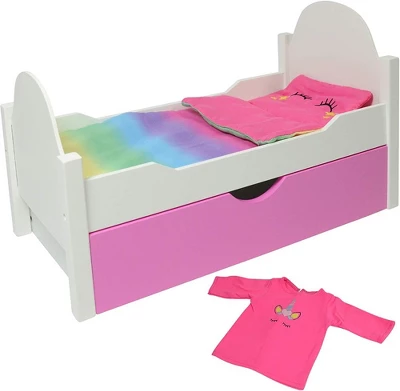 The New York Doll Collection Unicorn Wooden Doll Bed 2 The New York Doll Collection Unicorn Wooden Doll Bed - Image 2