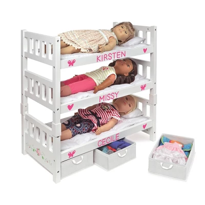 Badger Basket 1-2-3 Convertible Doll Bunk Bed With Bedding And Baskets - White Rose 6 Badger Basket 1-2-3 Convertible Doll Bunk Bed With Bedding And Baskets - White Rose - Image 6