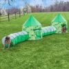 HearthSong Indoor Outdoor Two Green Pop-Up Play Tents And Two Tunnels For Kids